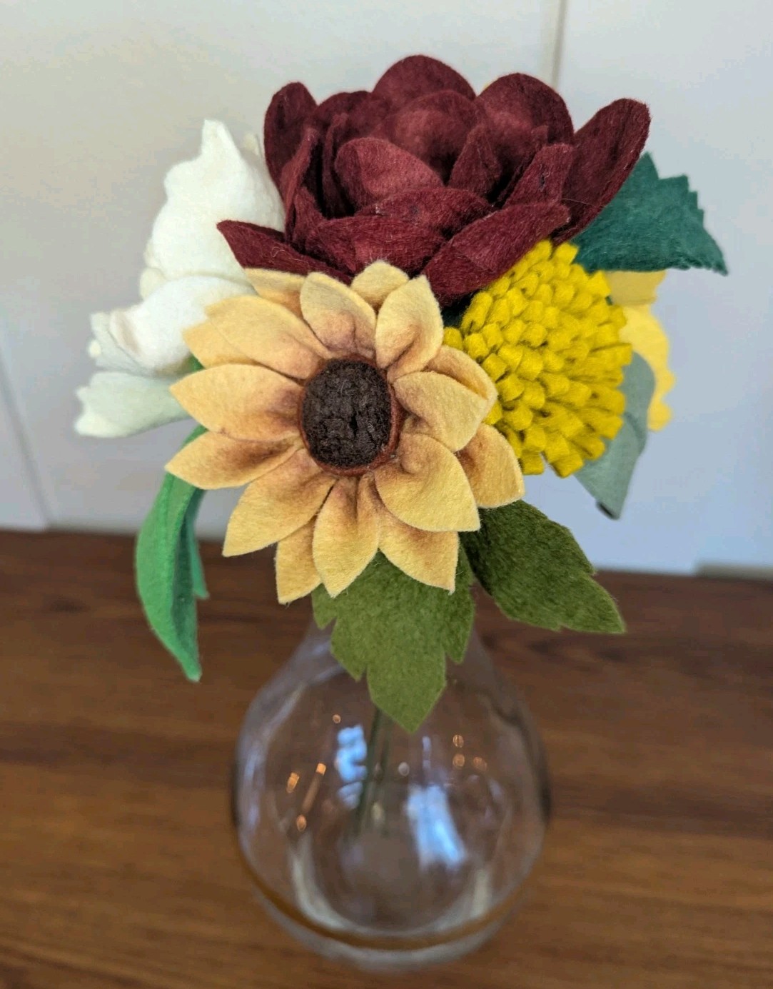 Beautiful Hand Cut Wool Blend Felt Flower Bouquet Gift Wrapped/Great Gift Idea!