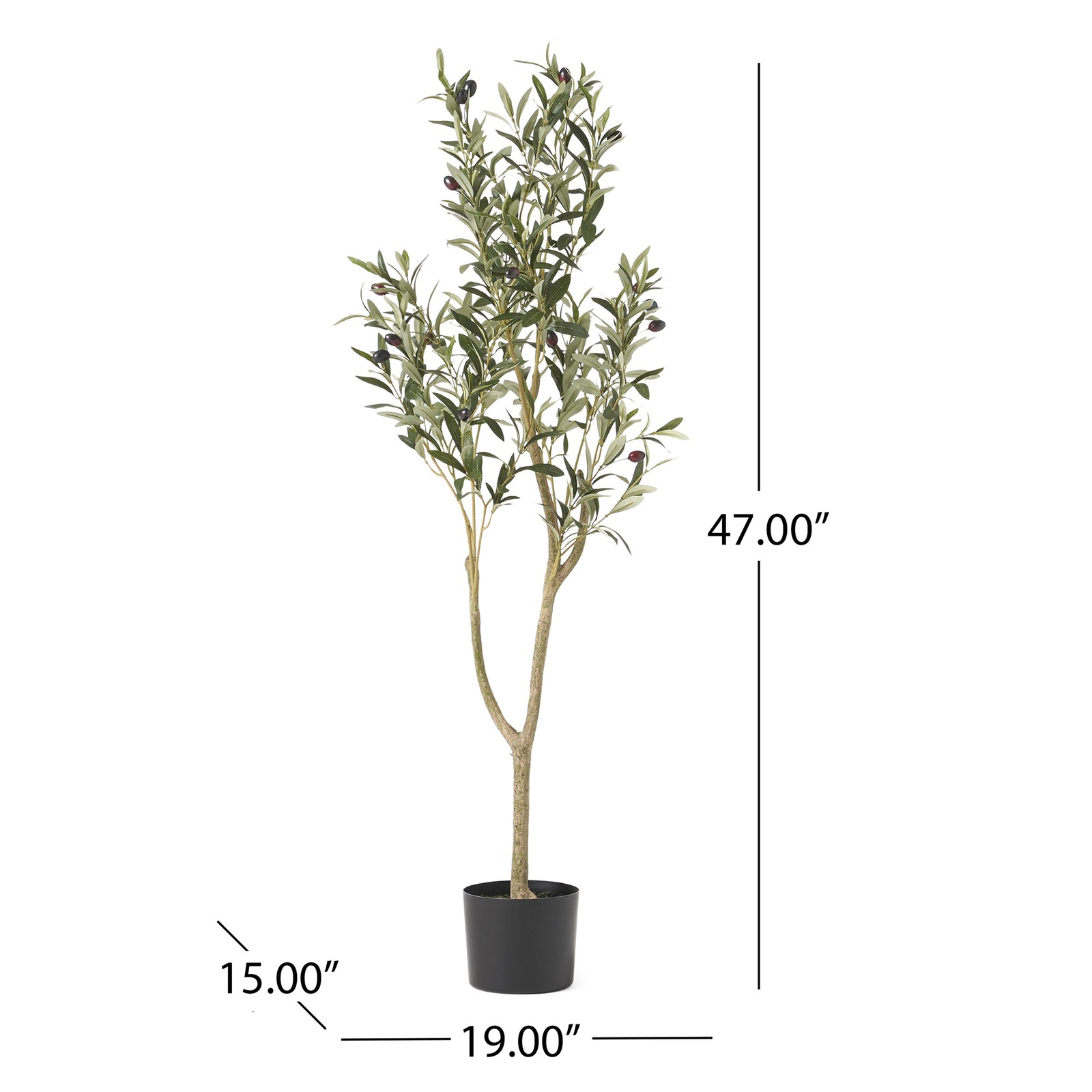 47″ Artificial Olive Tree in Pot, Realistic Faux Greenery Home Decor