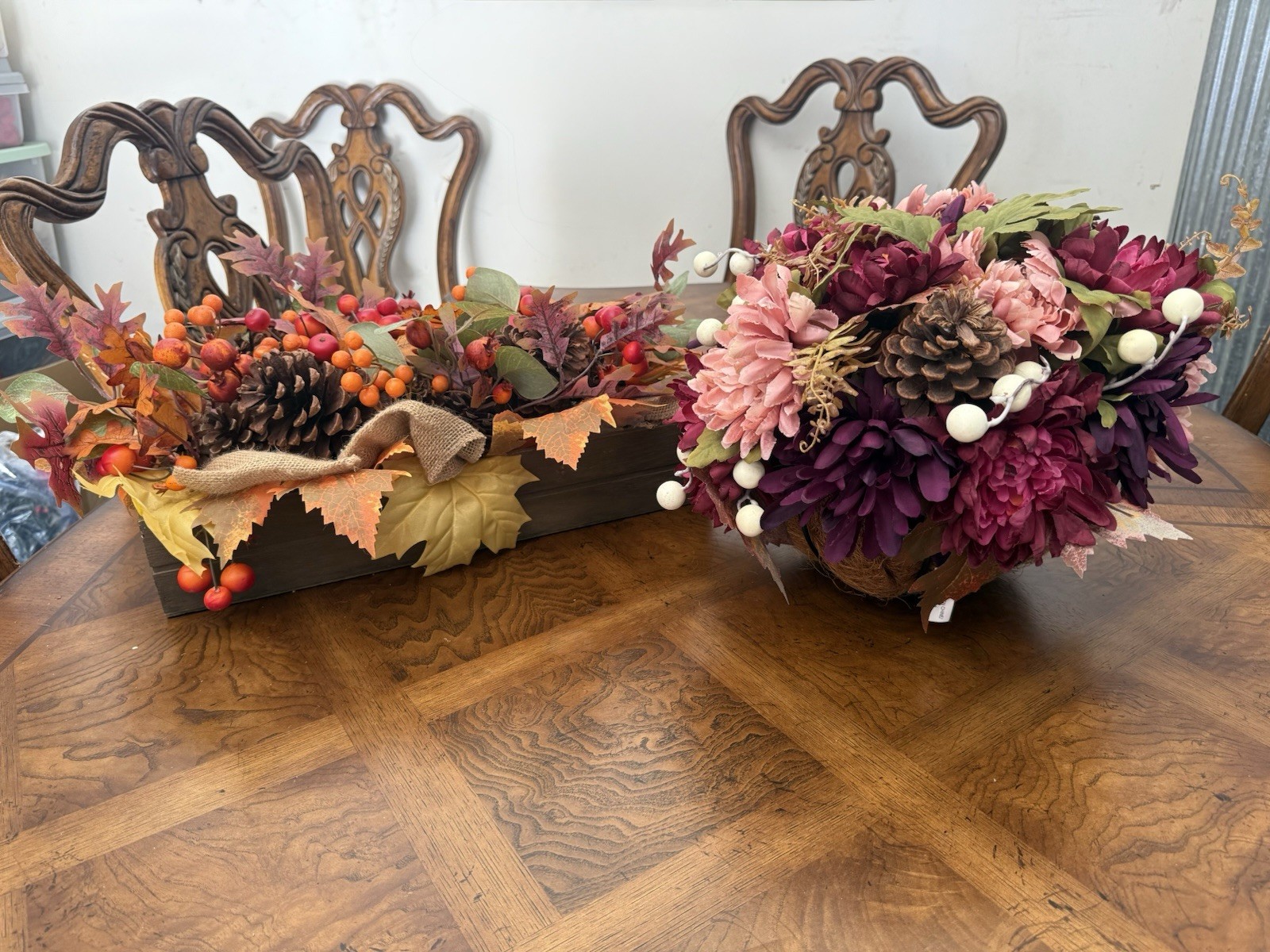 Lot of 2 Fall Harvest Floral Arrangements – Autumn Centerpieces