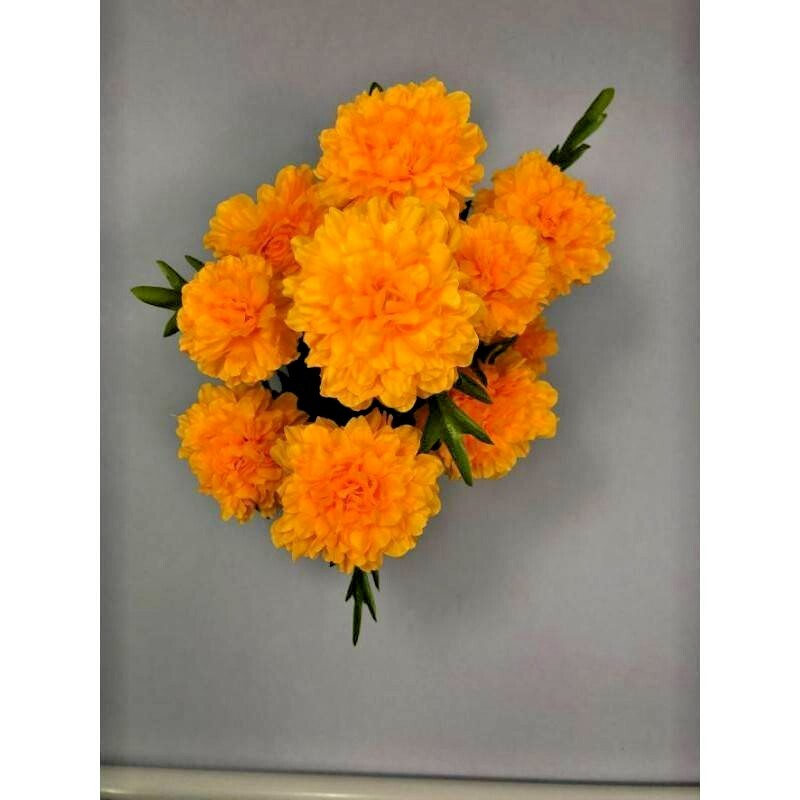 Pair Marigolds Flower Artifical Tree Set Pot Decor Home Yellow Color Floral Day