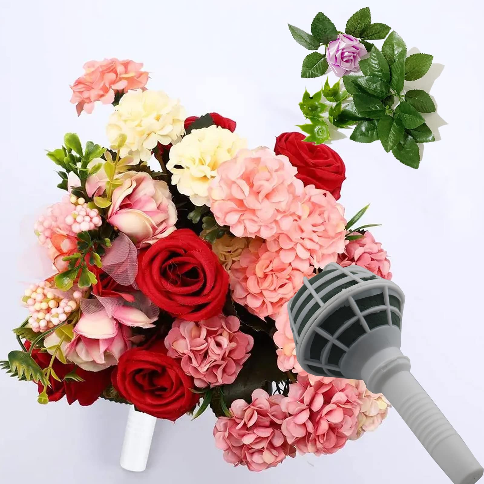 4 PCS Foam Floral Handle Bouquet Holder 100 Pins Faux Flower Wedding Decor