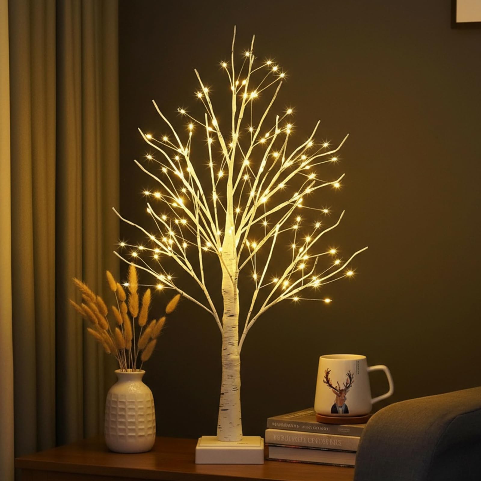 2ft Lighted Birch Tree with 144 Warm White LEDs – Small White Christmas Tree …