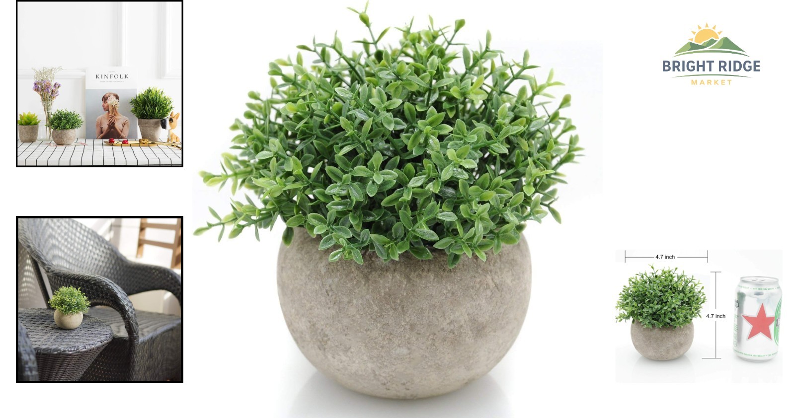 Realistic Boxwood Topiary in Paper Planter for Modern Home and Farmhouse Style