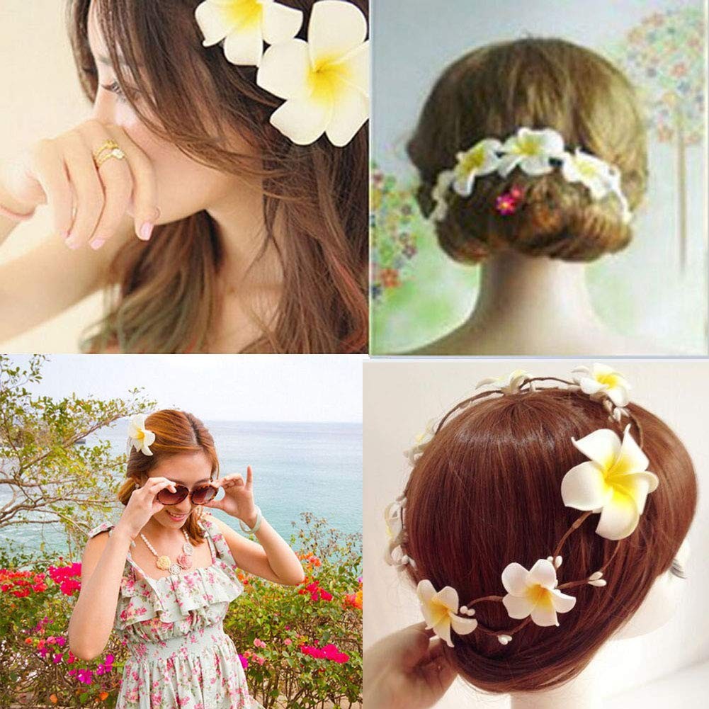 100pcs Mixed Colors Foam Hawaiian Frangipani Artificial Plumeria Flower Petals C