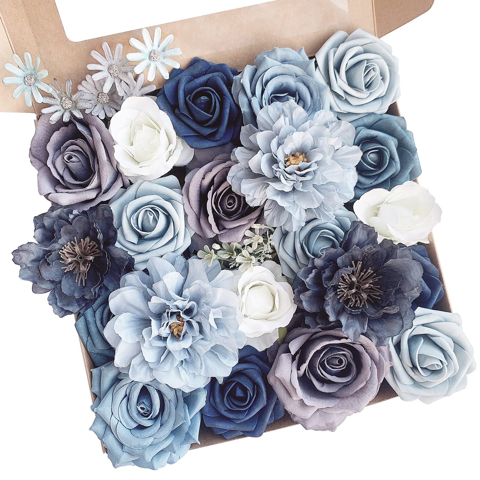 Artificial Roses for DIY Wedding Bouquets & Party Decorations Dusty Blue Silk
