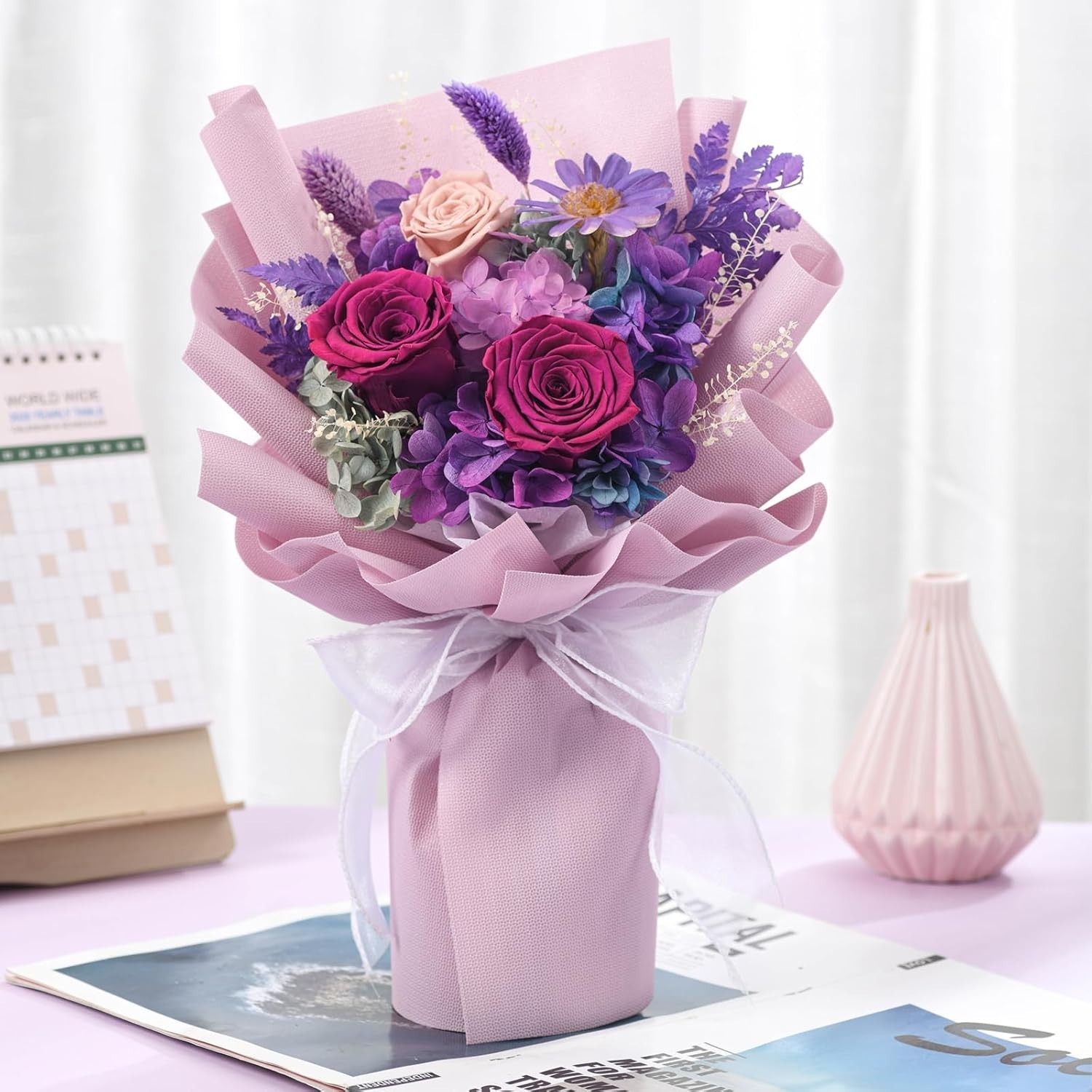 Preserved Flowers Bouquet for Delivery Long Lasting Gift for Women