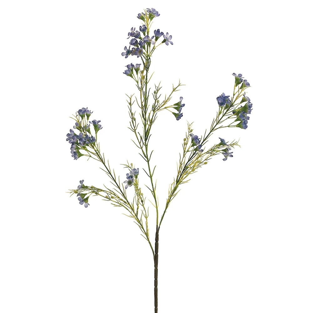 27″ Silk Waxflower Spray Blue