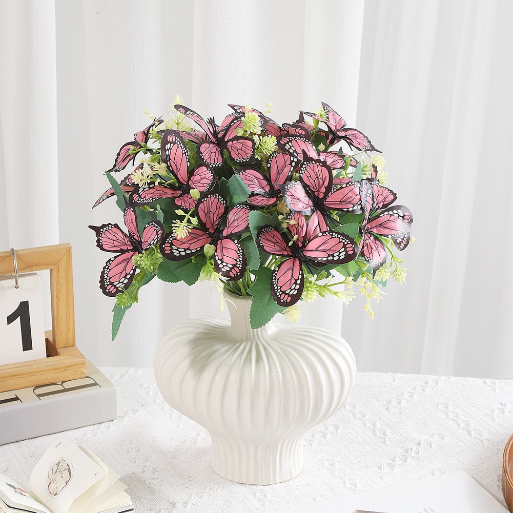 Realistic Butterfly Orchid Faux Flower Bouquet for Wedding Party Decor