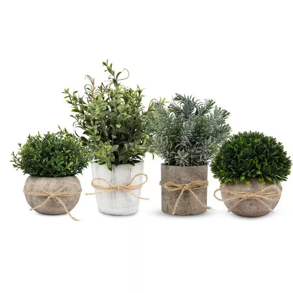 Small Fake Plants in Pulp Pot, 4 Pack