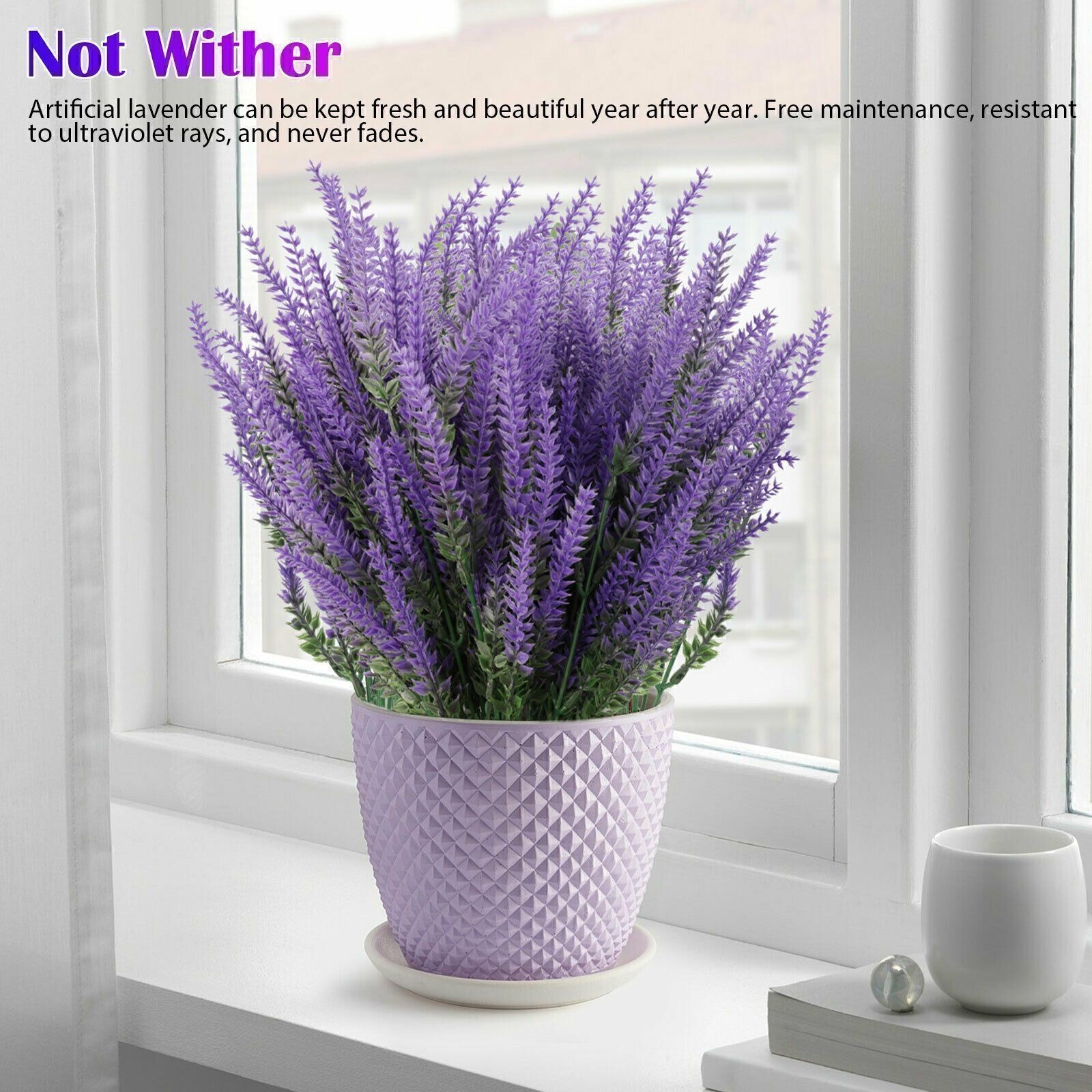 Home Garden Lavender Artificial Flowers Fake Plants Decor Hanging Outdoor Yard