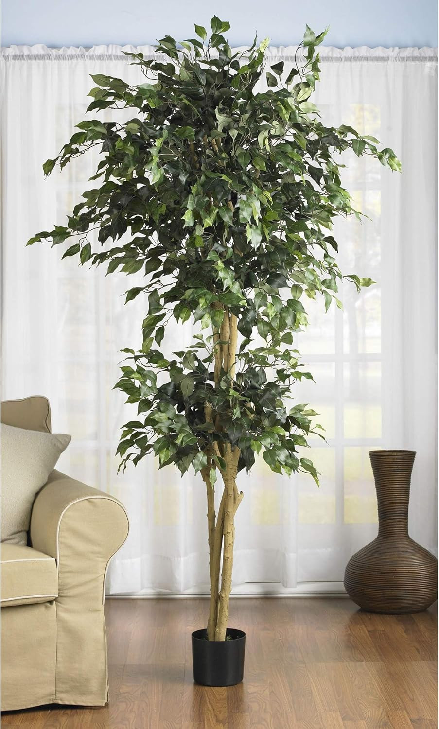 6-Foot Double Ball Ficus Silk Tree – Lush Green Decor