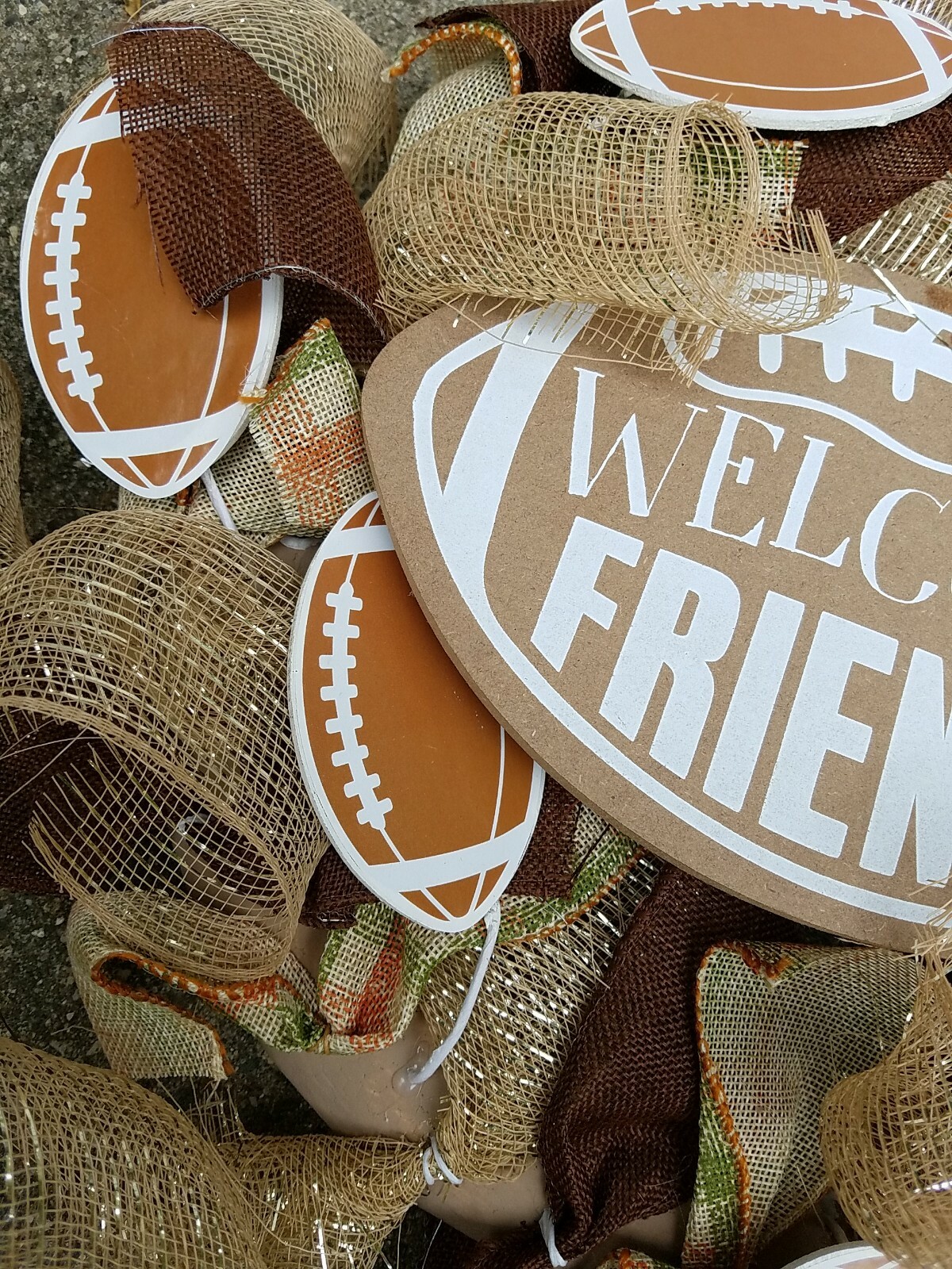Welcome Friends Fall Football Wreath