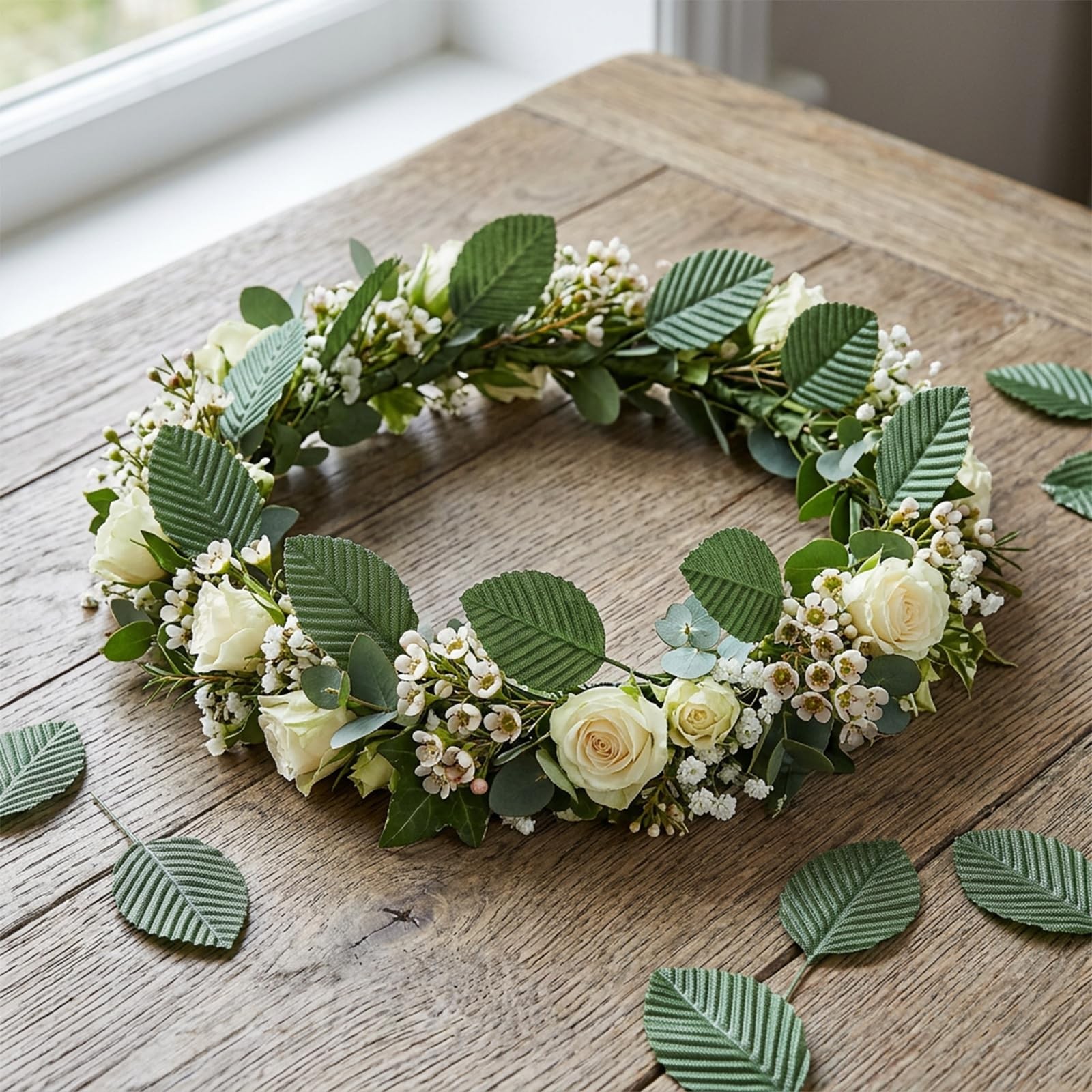 200 Pcs Artificial Leaves, DIY Corsage Single Leaf Crafts with Stems Fake Gre…