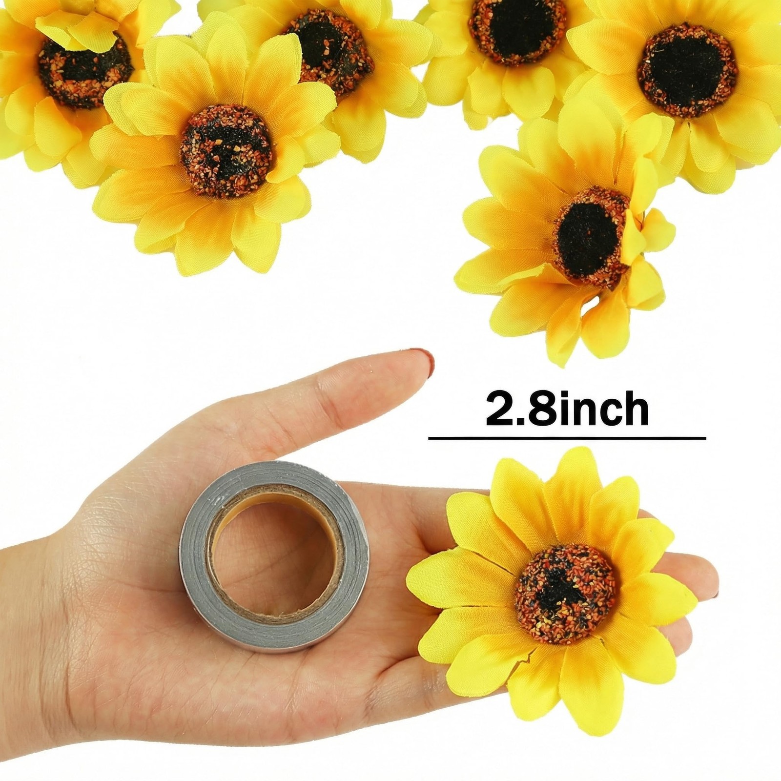 25pcs Fake Sunflowers Heads – 2.8” Artificial Spring Flowers for DIY Crafts, …
