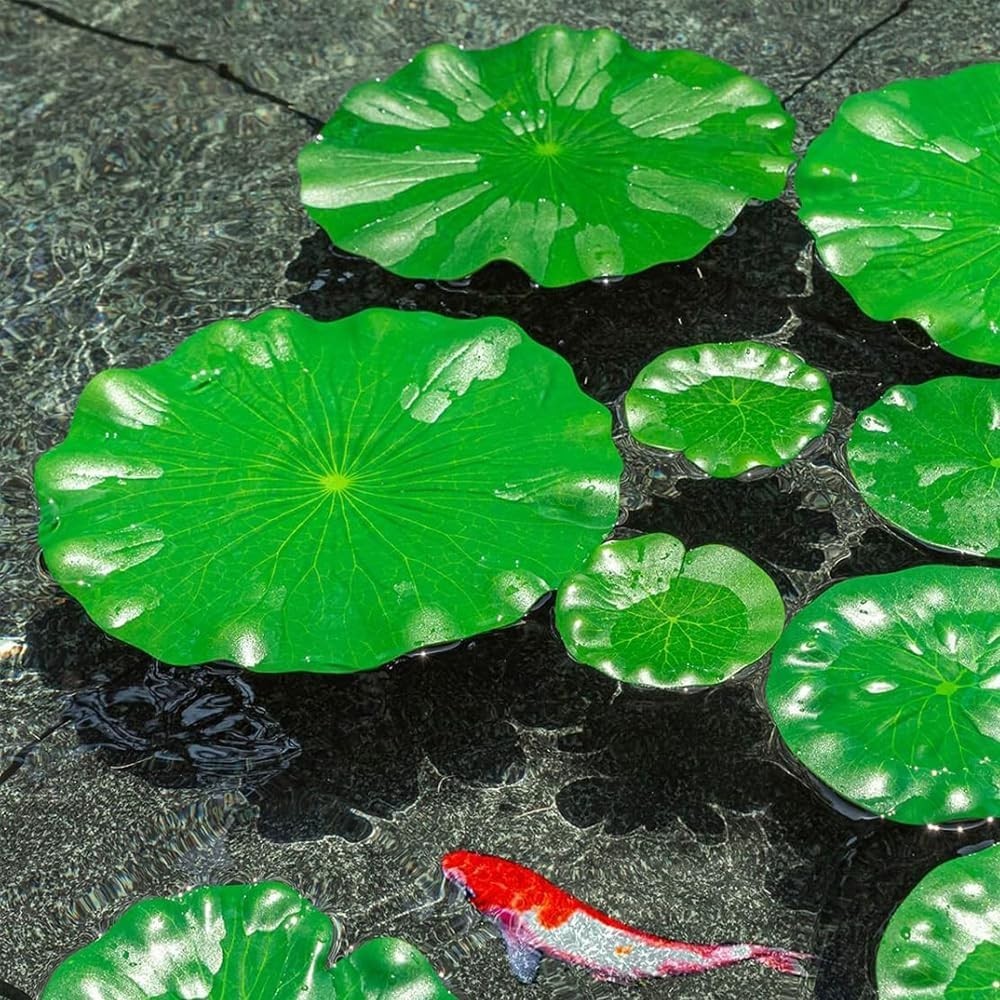 Artificial Floating Lily Pads 10PCS Lotus Leaves Pond Decor for Koi Fish Pool