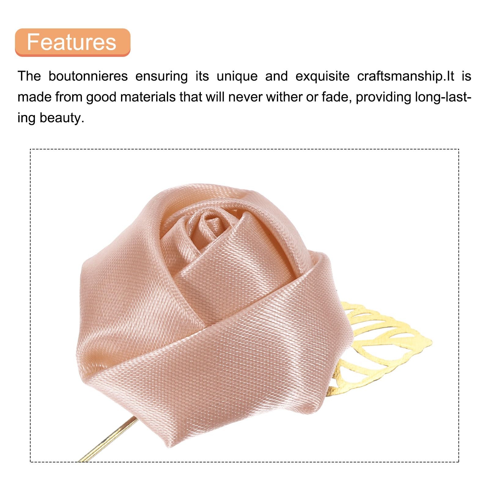 10 Pcs Groom Boutonnieres Rose Boutonnieres Pins 2″x3.5″ for Men Wedding Cere…