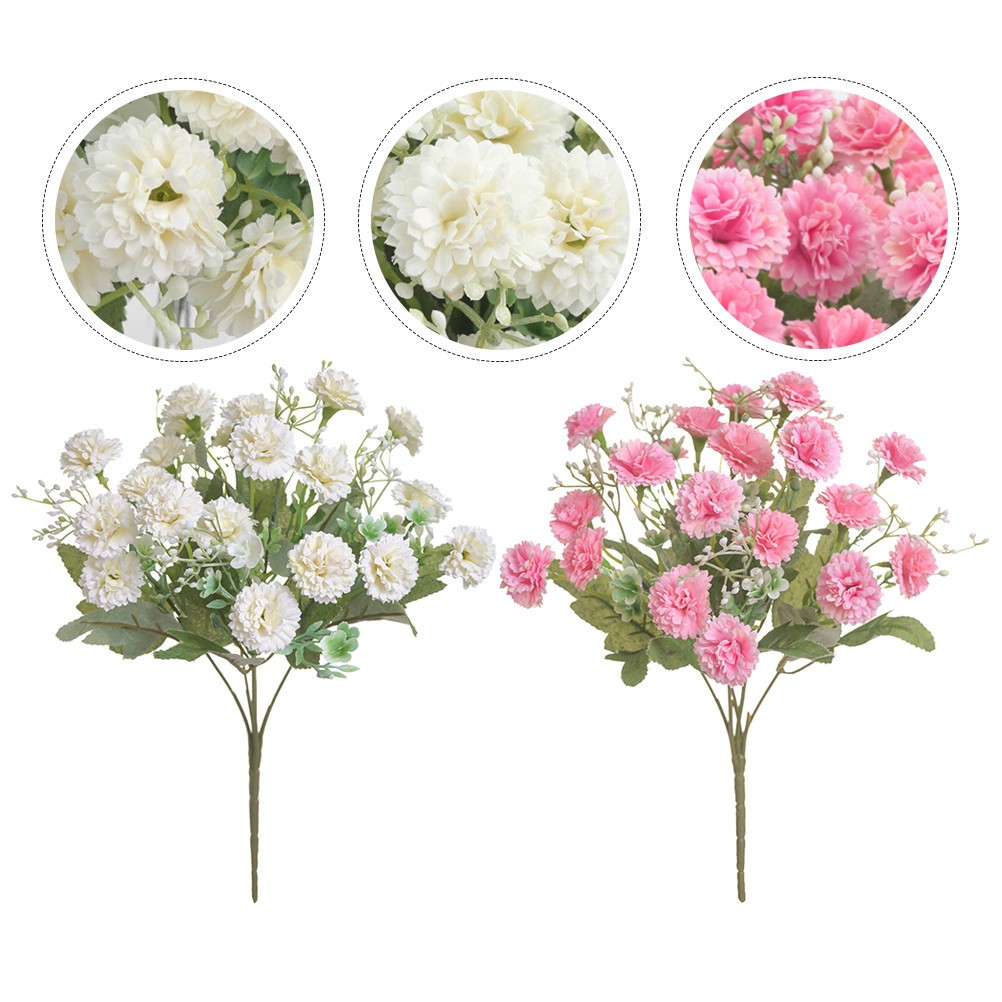 2Pcs Assorted Color Artificial Carnation Flower Decor Reusable Bouquet