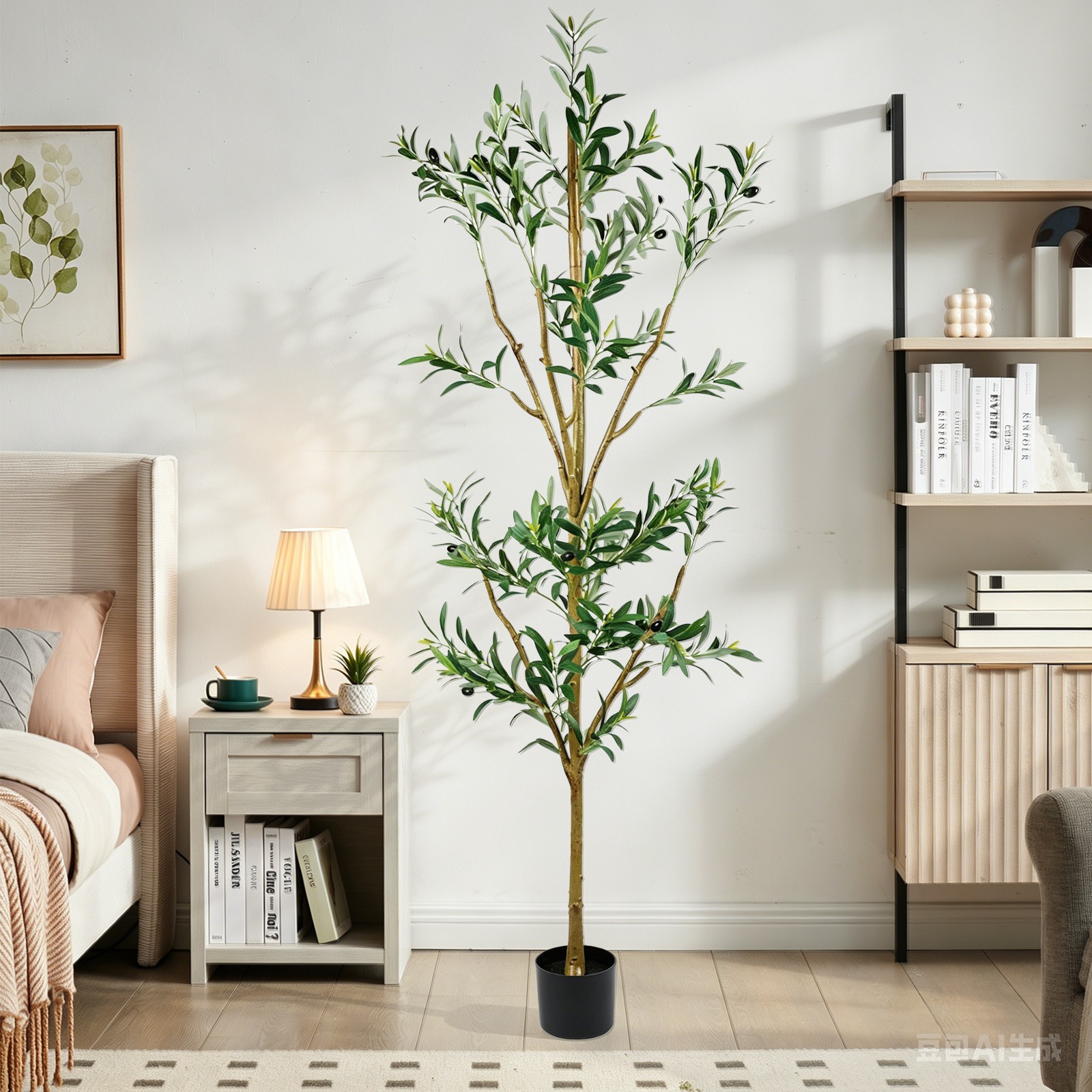 6FT Tall Olive Trees Artificial Indoor Faux Olive Tree Natural Wood Trunk Décor