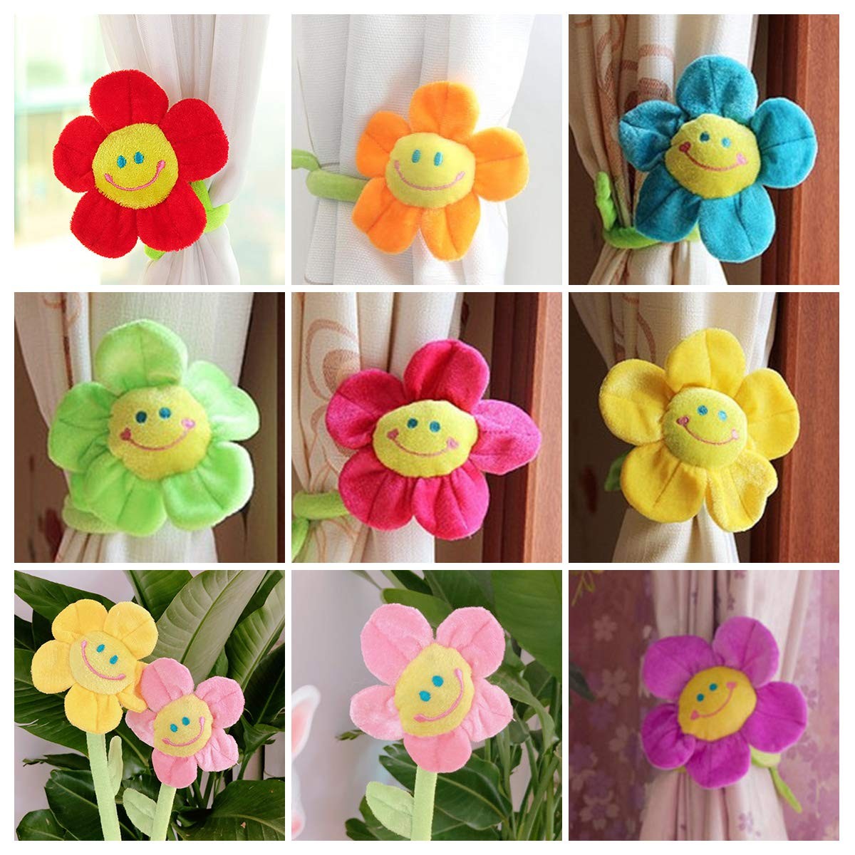 8PCS Artificial Plush Flower Bendable Curtain Buckle Tiebacks Birthday Weddin…