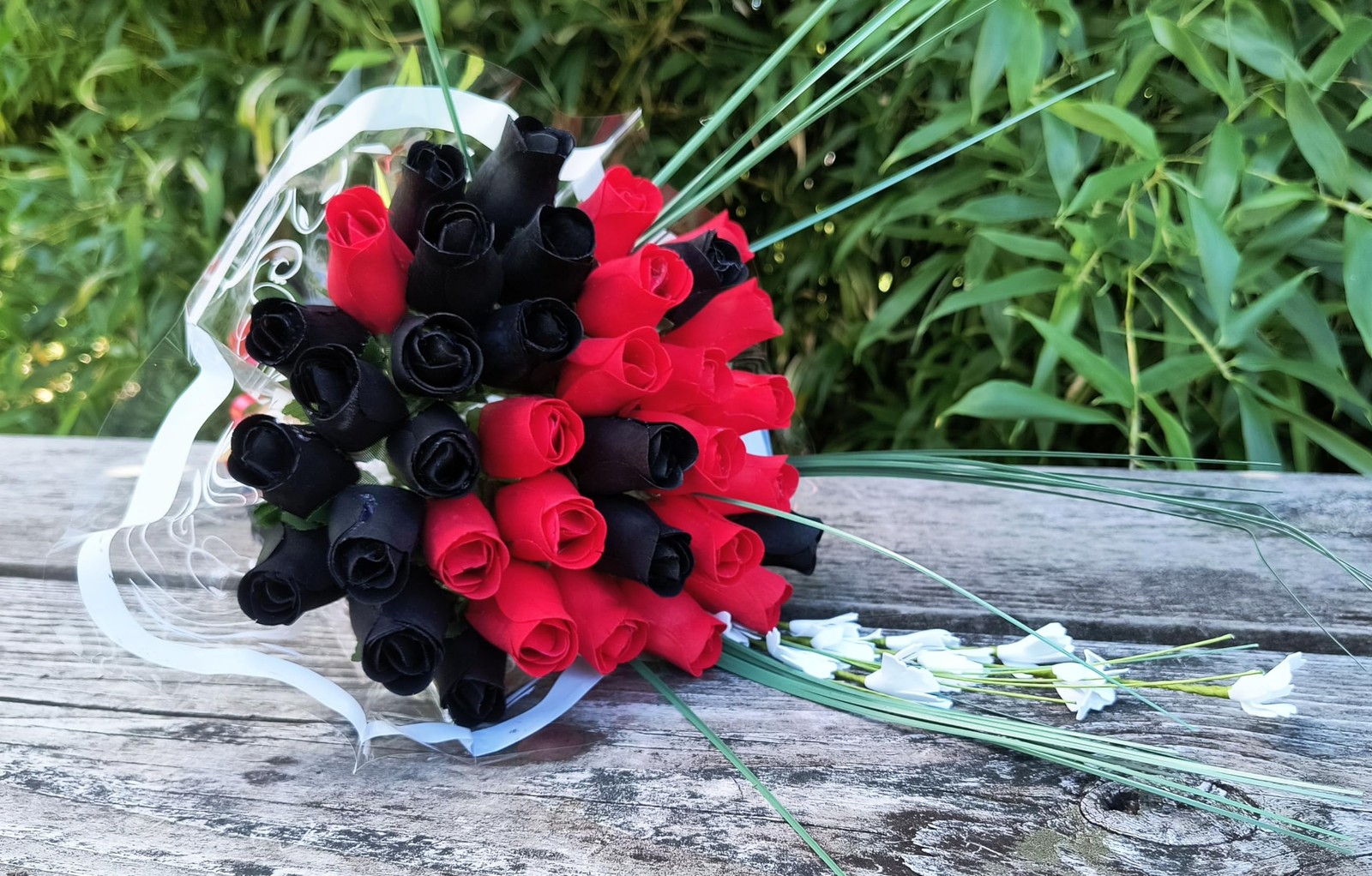 3 Dozen 36 Pcs Black, Red Wooden Rose Bouquet, Artificial, Gift, Decoration