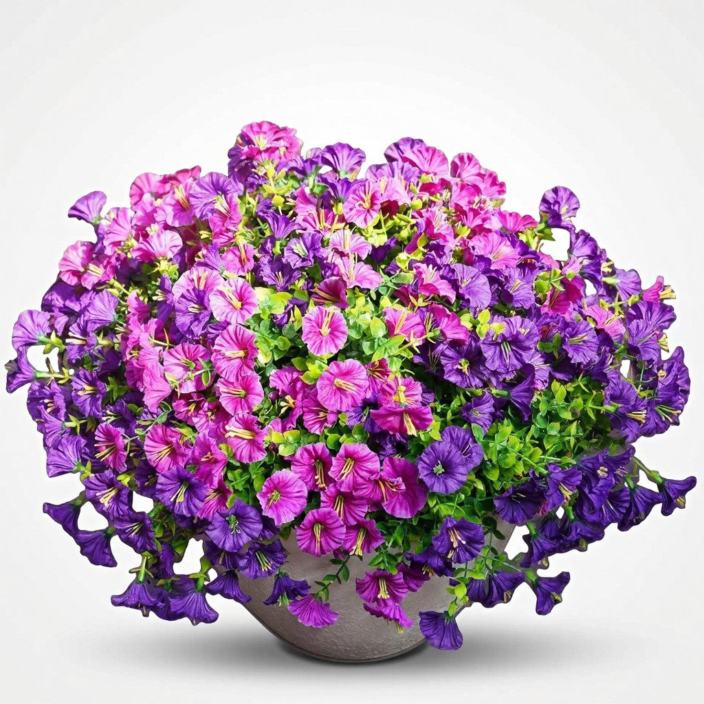 16-Pack UV Resistant Artificial Flowers Purple Fuchsia Fake Silk Plants