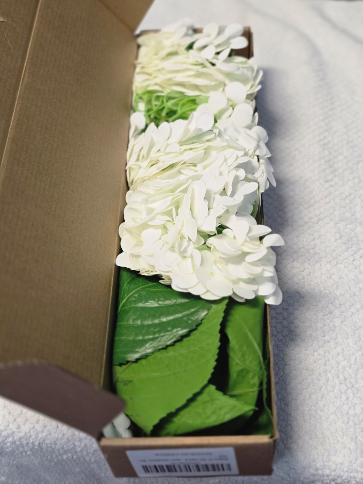 5 pcs Real Touch White Hydrangea Artificial Flowers Long Stem Faux Bouquet Bulk