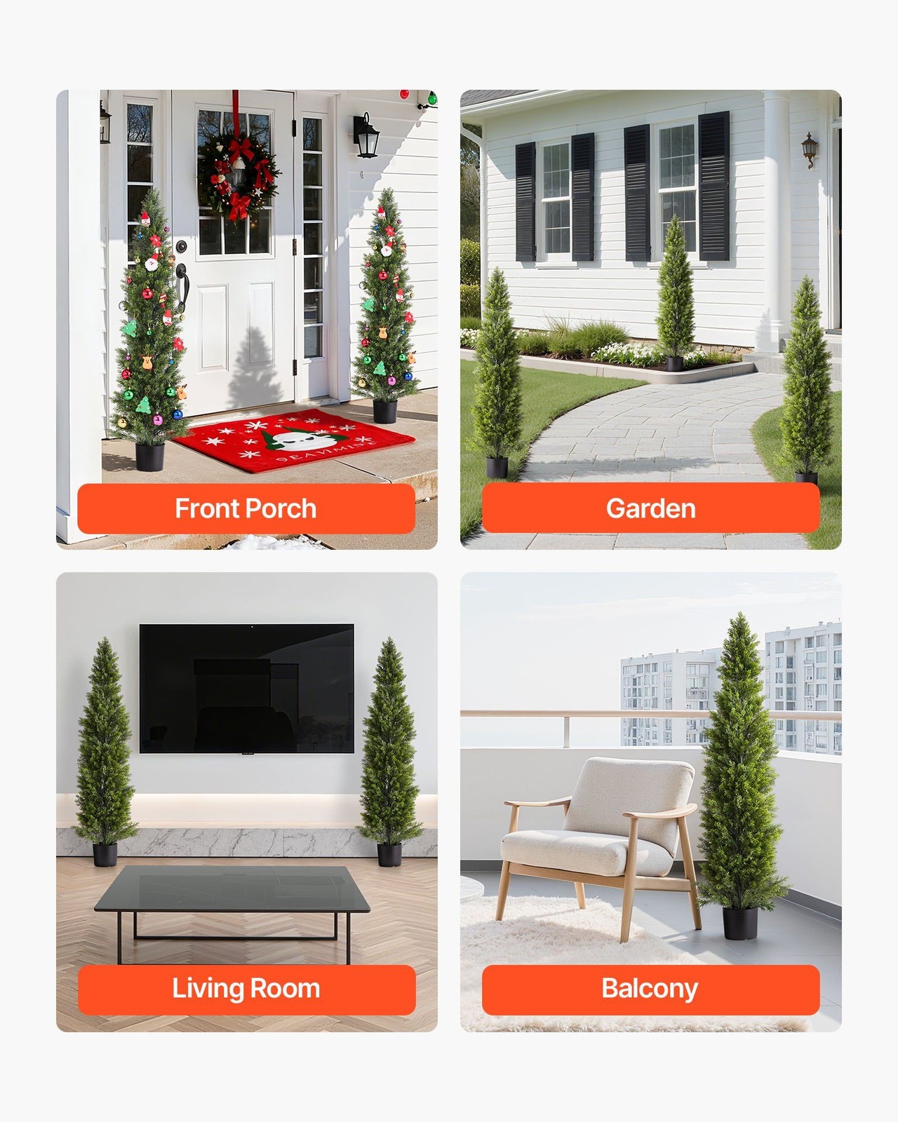 60in 2 Pc Fake Topiary Shrubs Ideal Height For Doorscape Decor