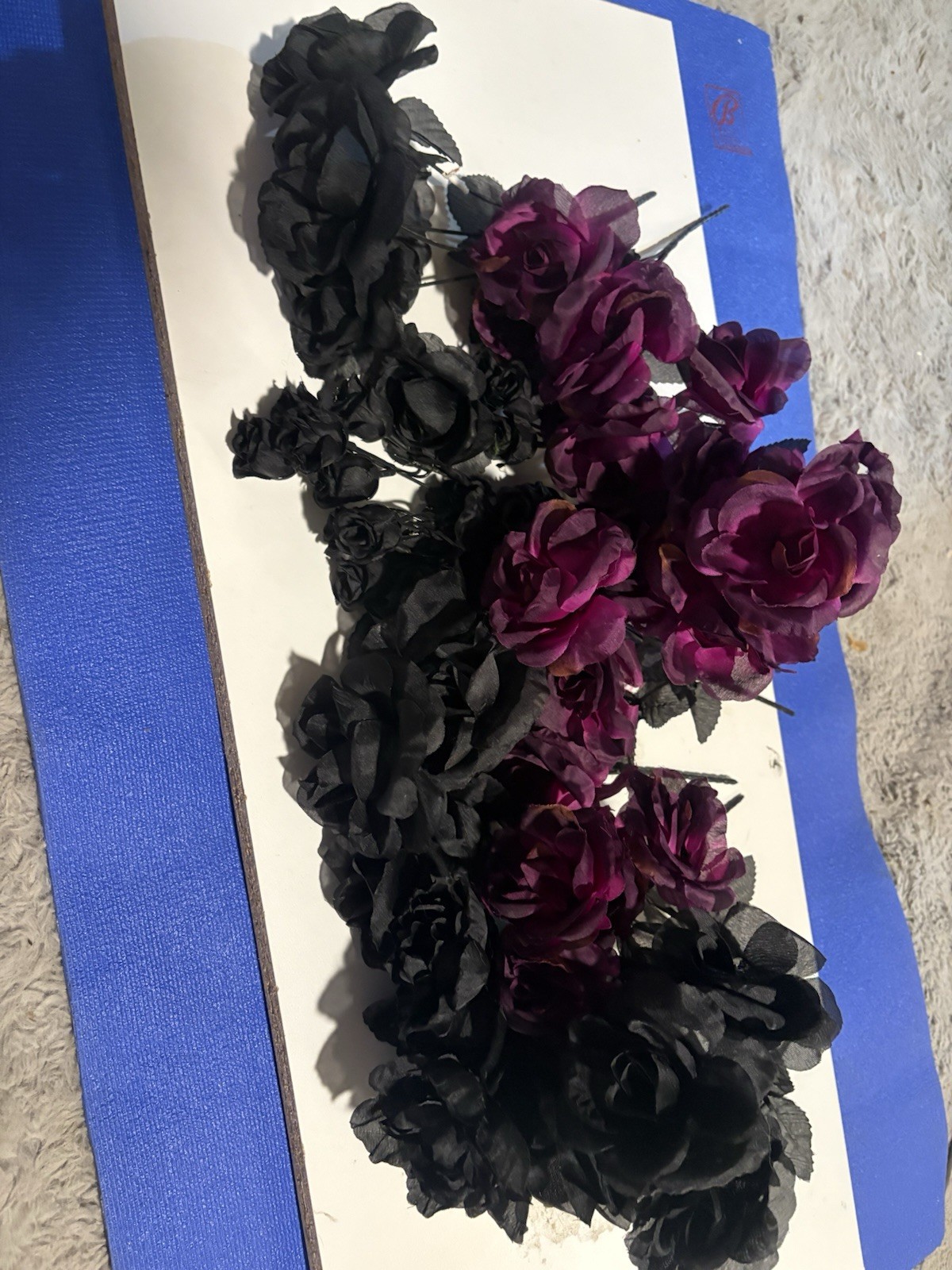 10 Boquets Roses Artificial Black Purple Roses On Stem Artificial Flowers 70PC