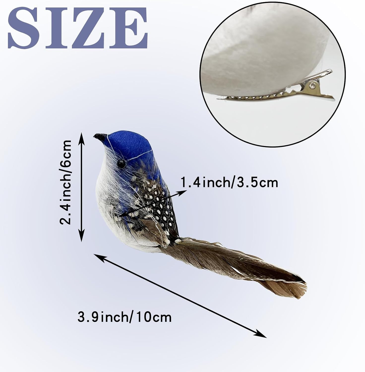 6Pcs Artificial Spring Birds Clip on Colorful Bird for Crafts Tree