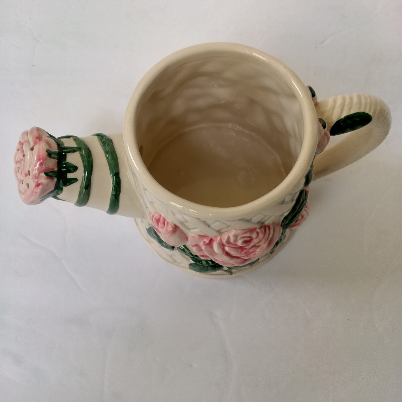 VTG 1996 H. BeaugArt Designs Ceramic Watering Can Planter Pink Roses Flowers Inc