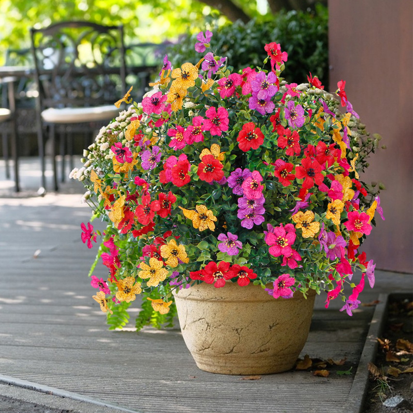 2Pcs Artificial Violet Flower Faux for Indoor Outdoor Garden Porch Patio Wedding