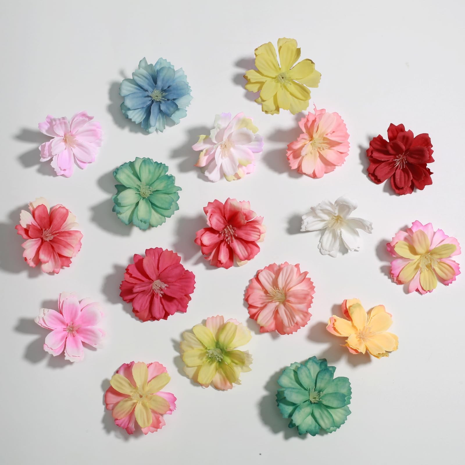 98 Pcs Mini Silk Flower Heads, Artificial Faux Flowers for Craft Small Fake 3…
