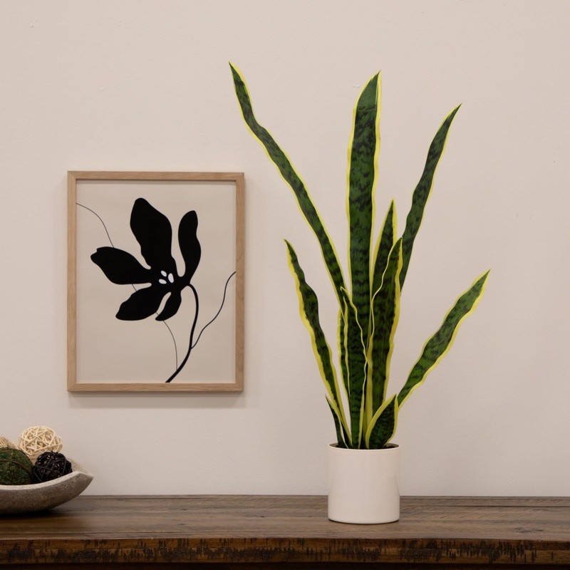 30 Inch Artificial Snake Plant W/ Vanilla Planter Indoor Office Home Decor New