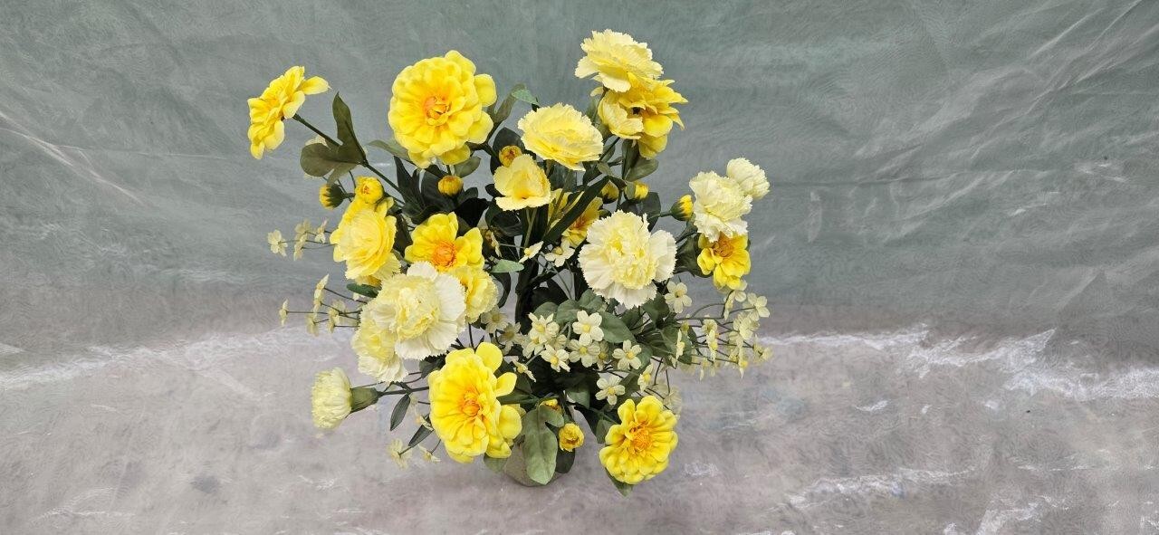 Yellow and White Faux Flower Bouquet – Adorable Floral Décor – Pastel Floral