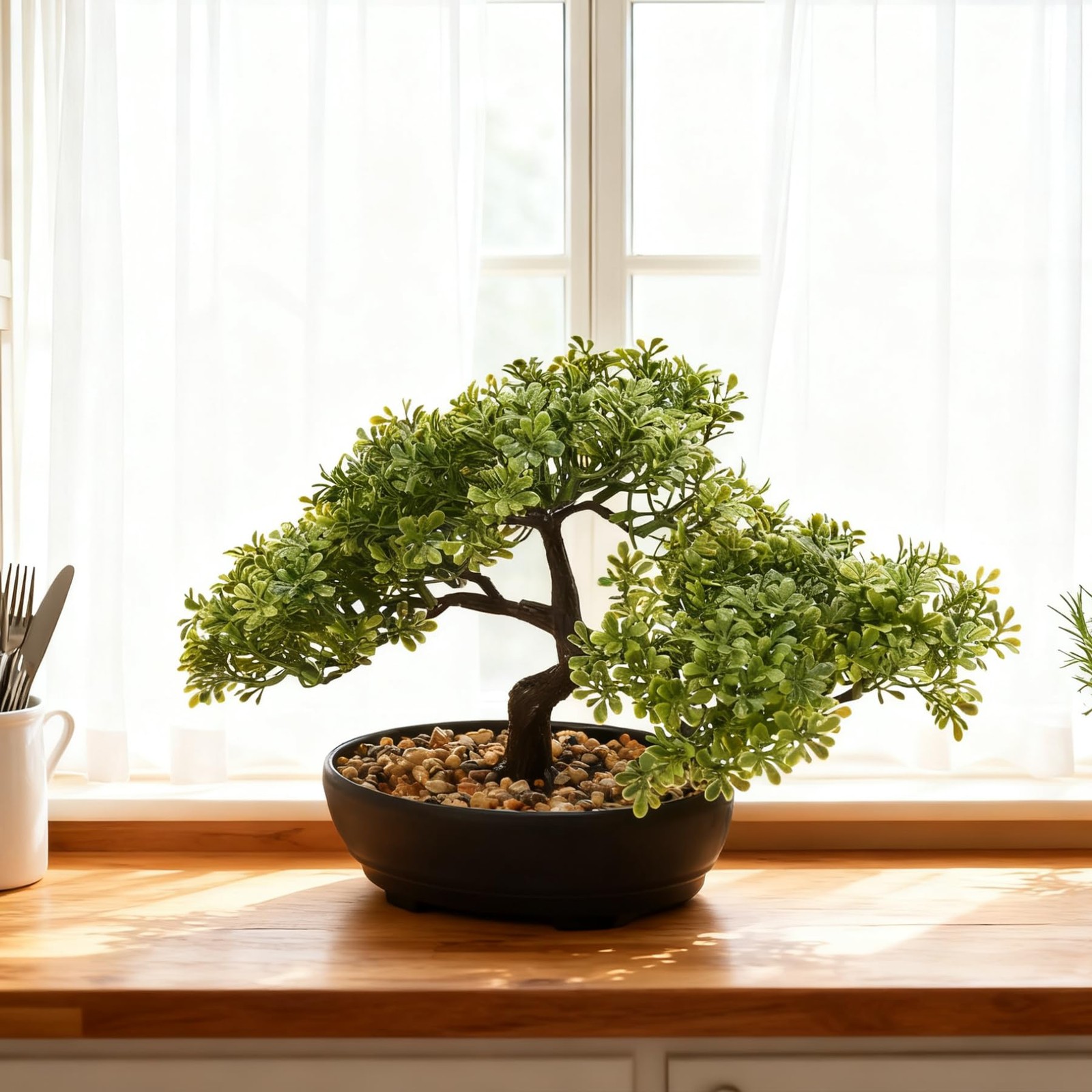 Artificial Bonsai Tree, Fake Juniper Plants Indoor Small Fake Bonsai Tree Ind…