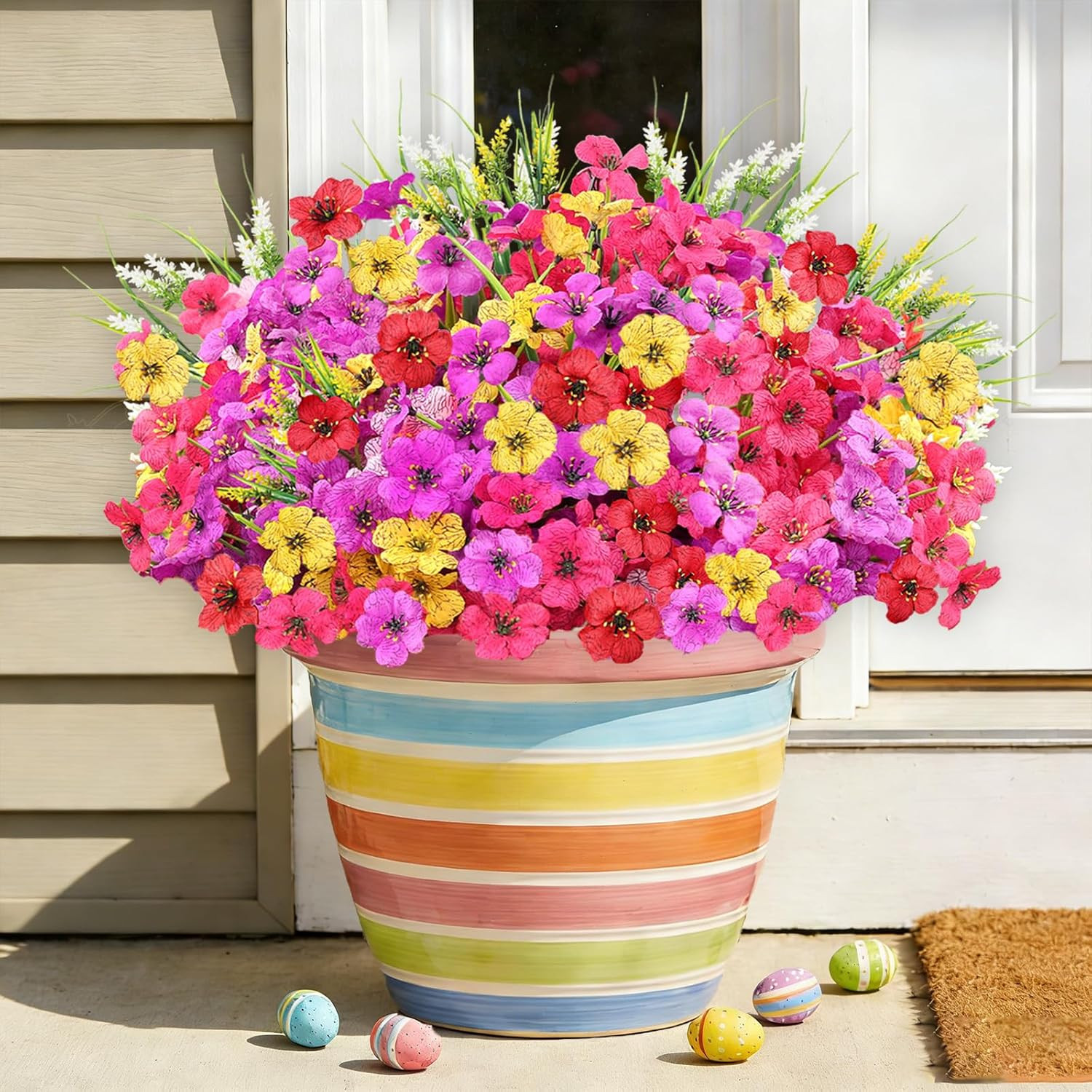 24 Bundles Realistic Fake Flowers for Outdoors, No Fade Faux Silk Flowers & Arti