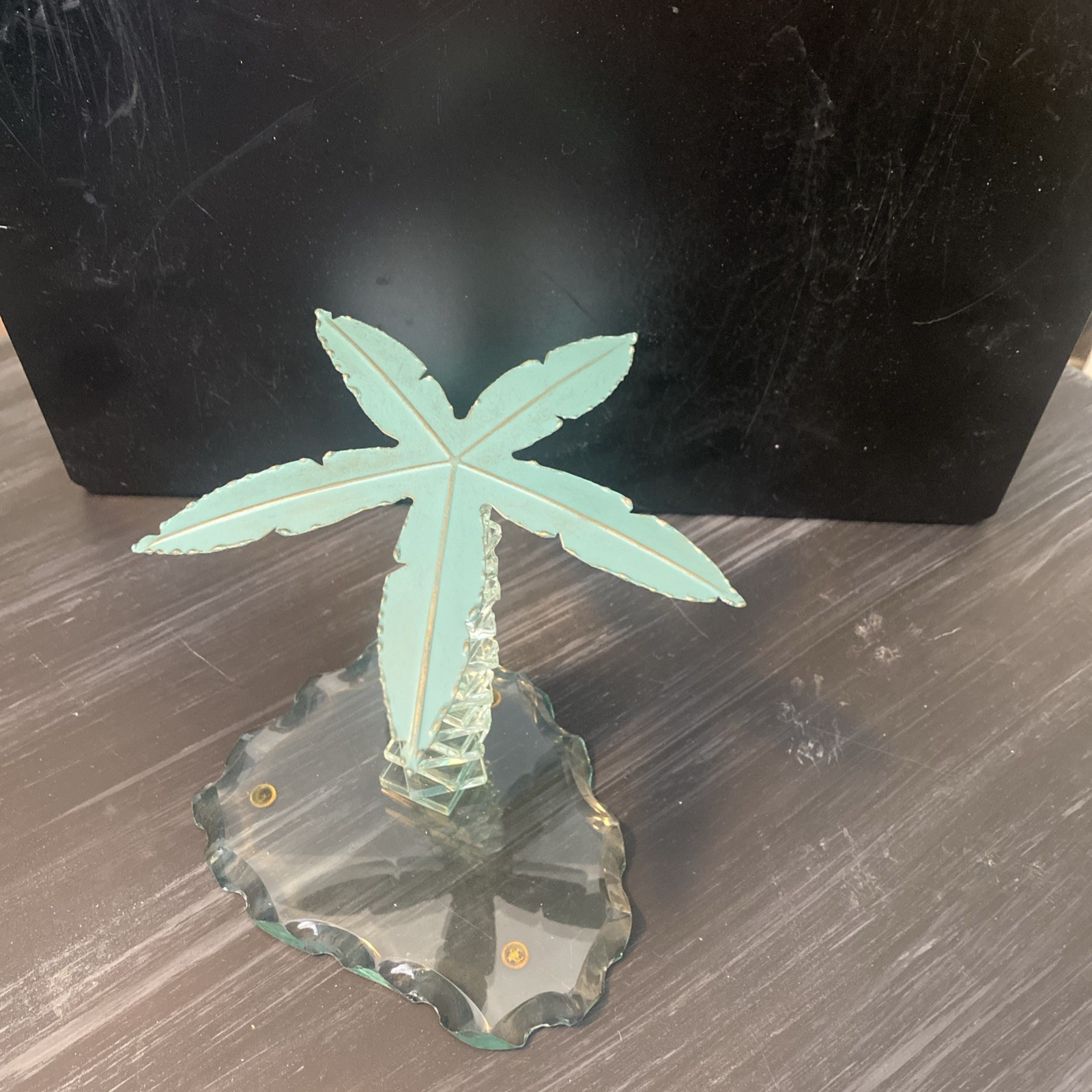 Island Palm Trees Glass/Metal Sculpture Cubism Cake Topper/Decor