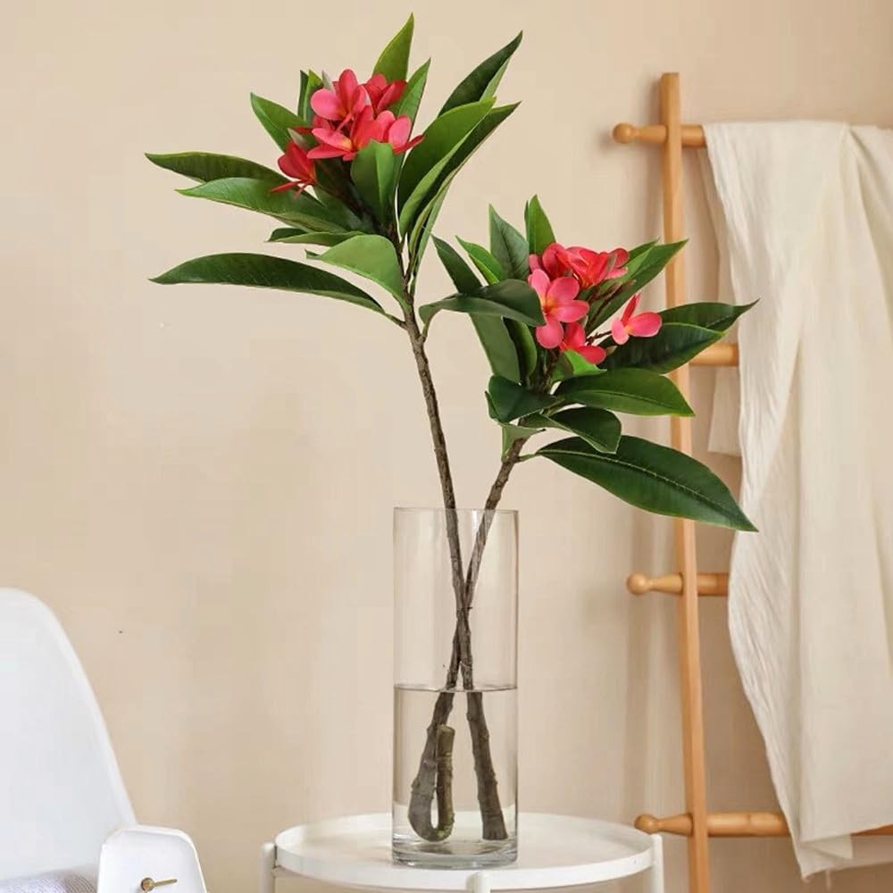 35.5 Inch Artificial Flowers Artificial Frangipani Flower 2 Stems Lifelike Re…