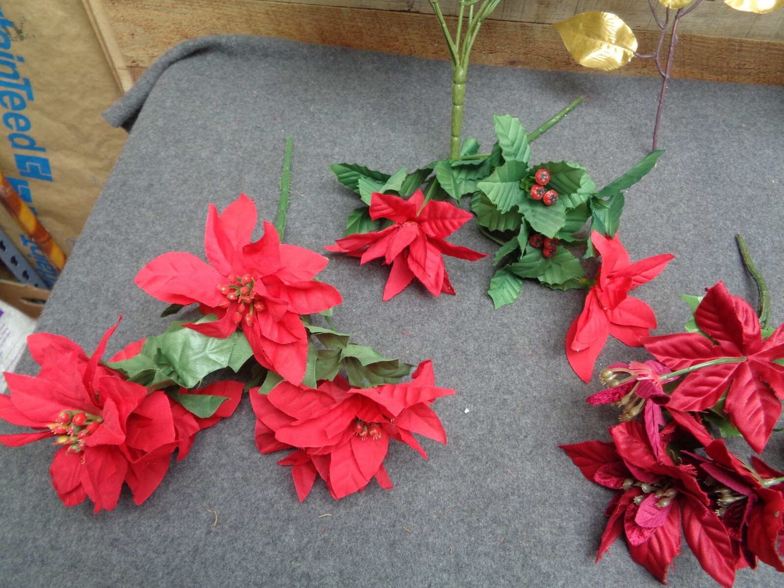 7- Poinsettia Artificial Silk Floral Stems