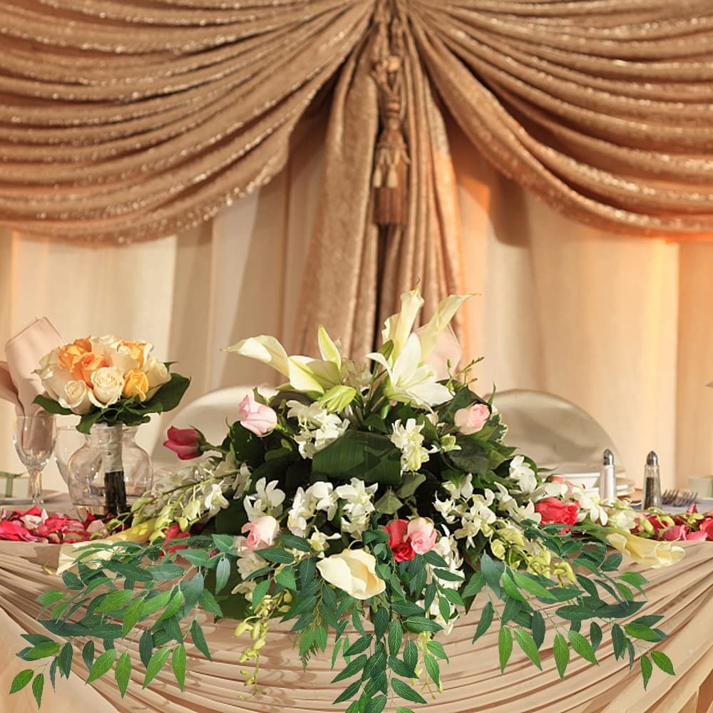 Artificial Italian Ruscus Greenery Stems 27in Faux Green Leaf Garland Branche…