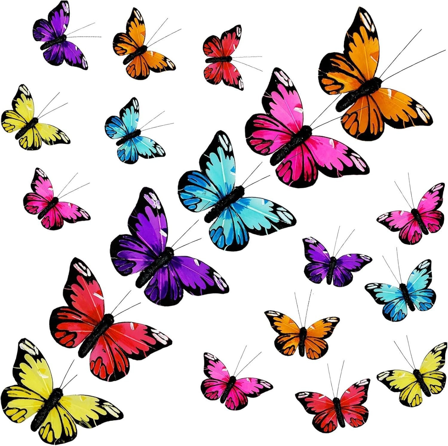 Feather Butterfly Set of 12 Clip On Artificial Butterflies for Crafts Butterf…