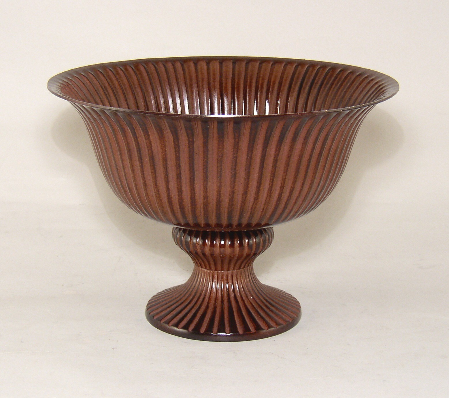 Compote Bowl Revere 10″D 7″Hi Bronze Patina on Aluminum Fluted Pedestal Base