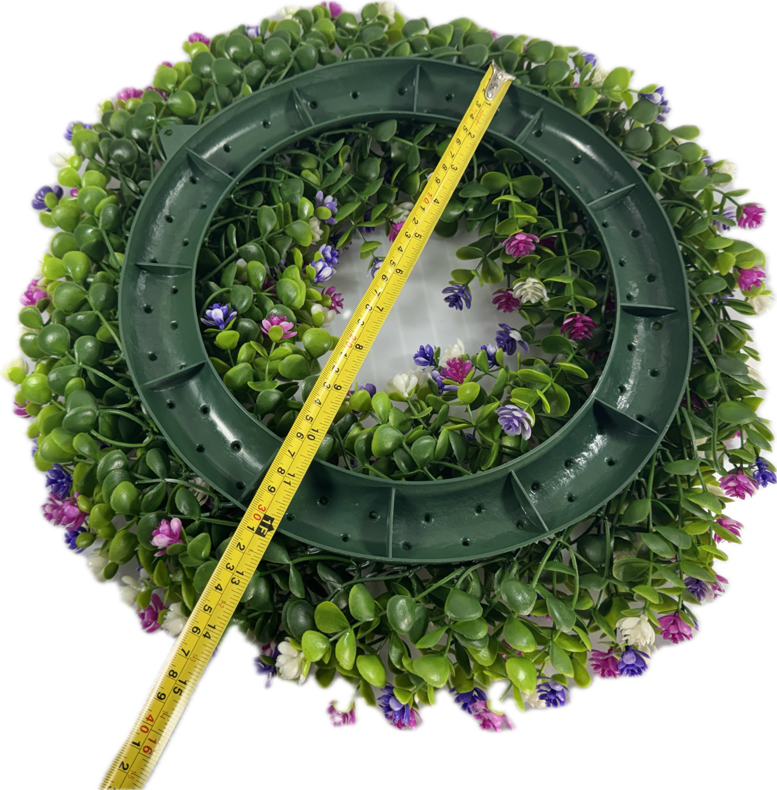 Flower Wreath Decor with Colorful Silk Roses and Eucalyptus Leaves