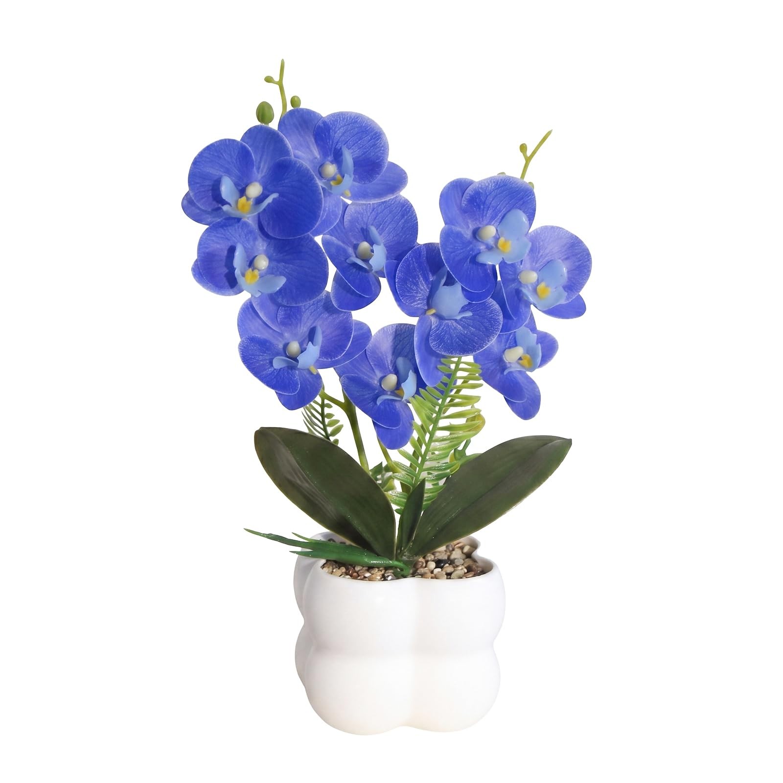 14″ Tall Artificial Orchids Flowers with Plastic Vase Blue 3D Printed Washabl…