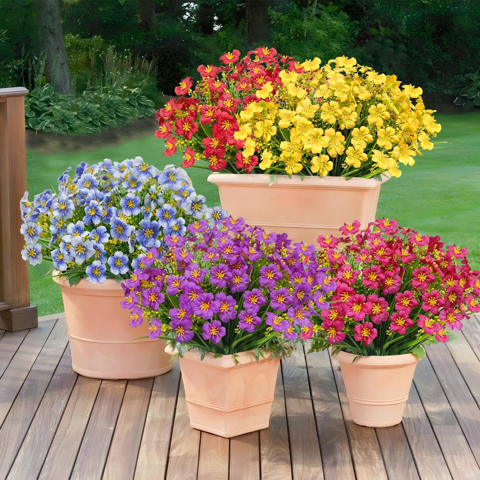 36 Pcs Artificial Flowers for Outdoor, UV Resistant Faux Silk Flowers, Fake F…