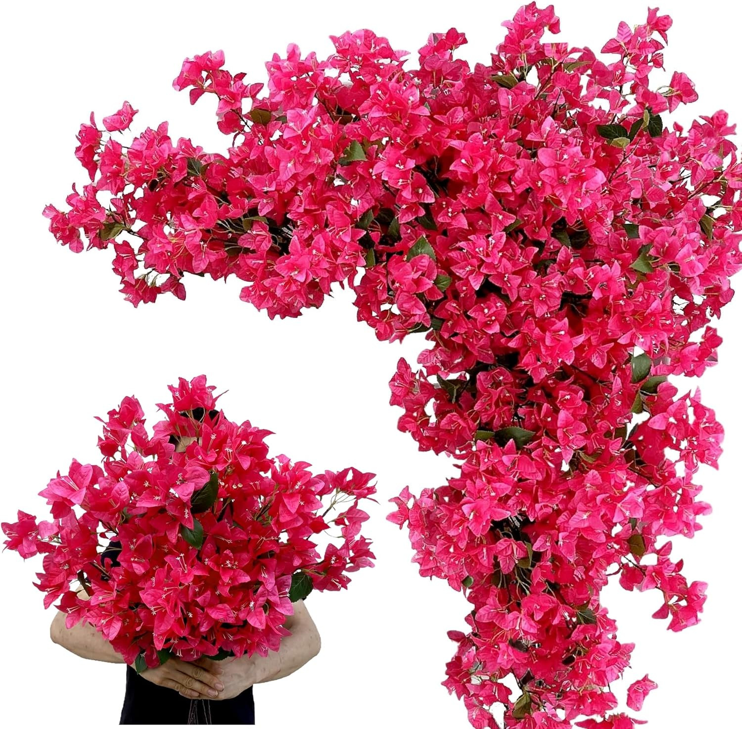 Pack of 20 – Artificial Bougainvillea Flower Stems Silk Fuchsia Bougainvillea Bu
