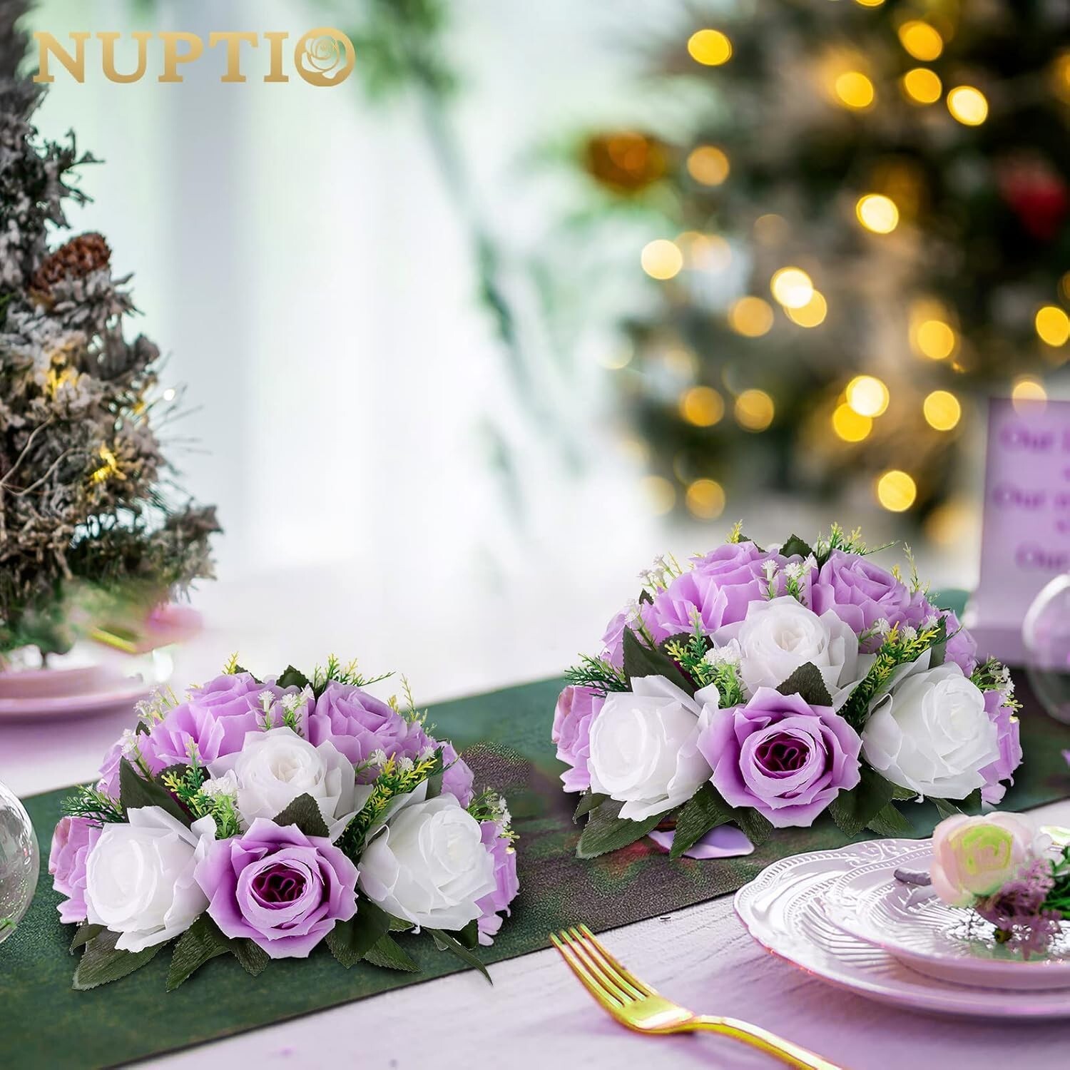 Nuptic flower balls for centerpieces lavender and white 6 count