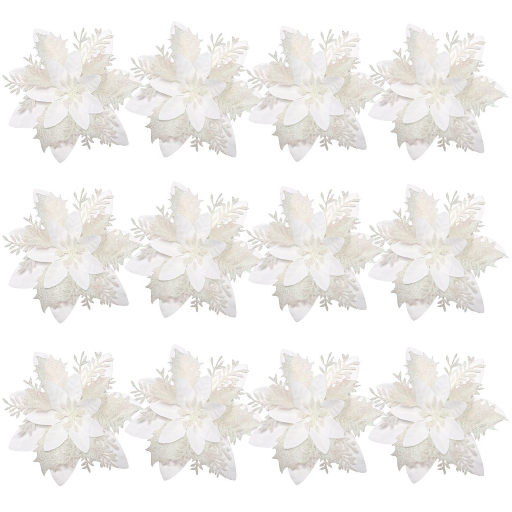 Christmas Decorations Artificial Poinsettias Flower Flowers White