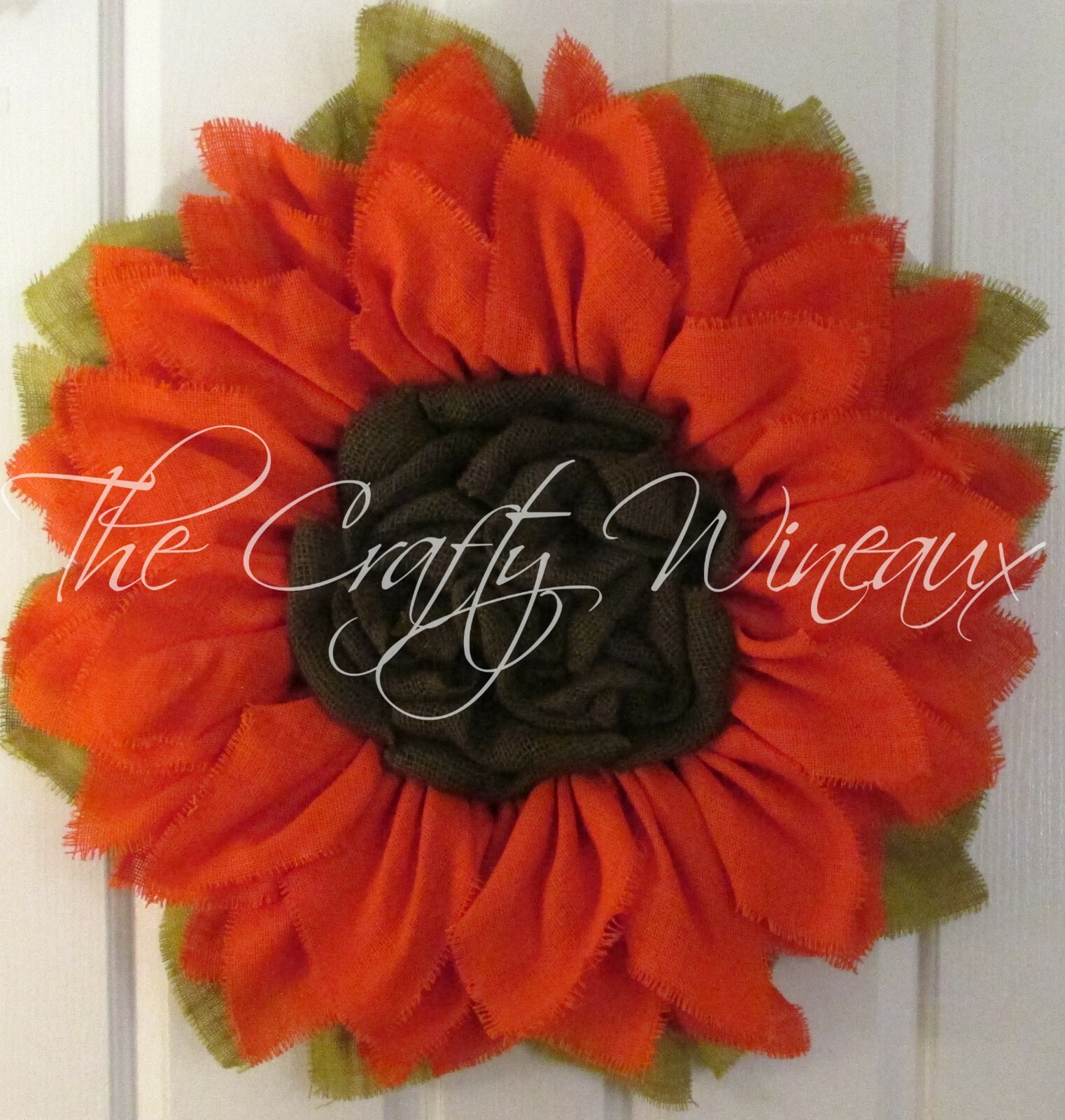 The Crafty Wineaux – Extra Large 30″ Rich Tangerine Burlap Sunflower Wreath