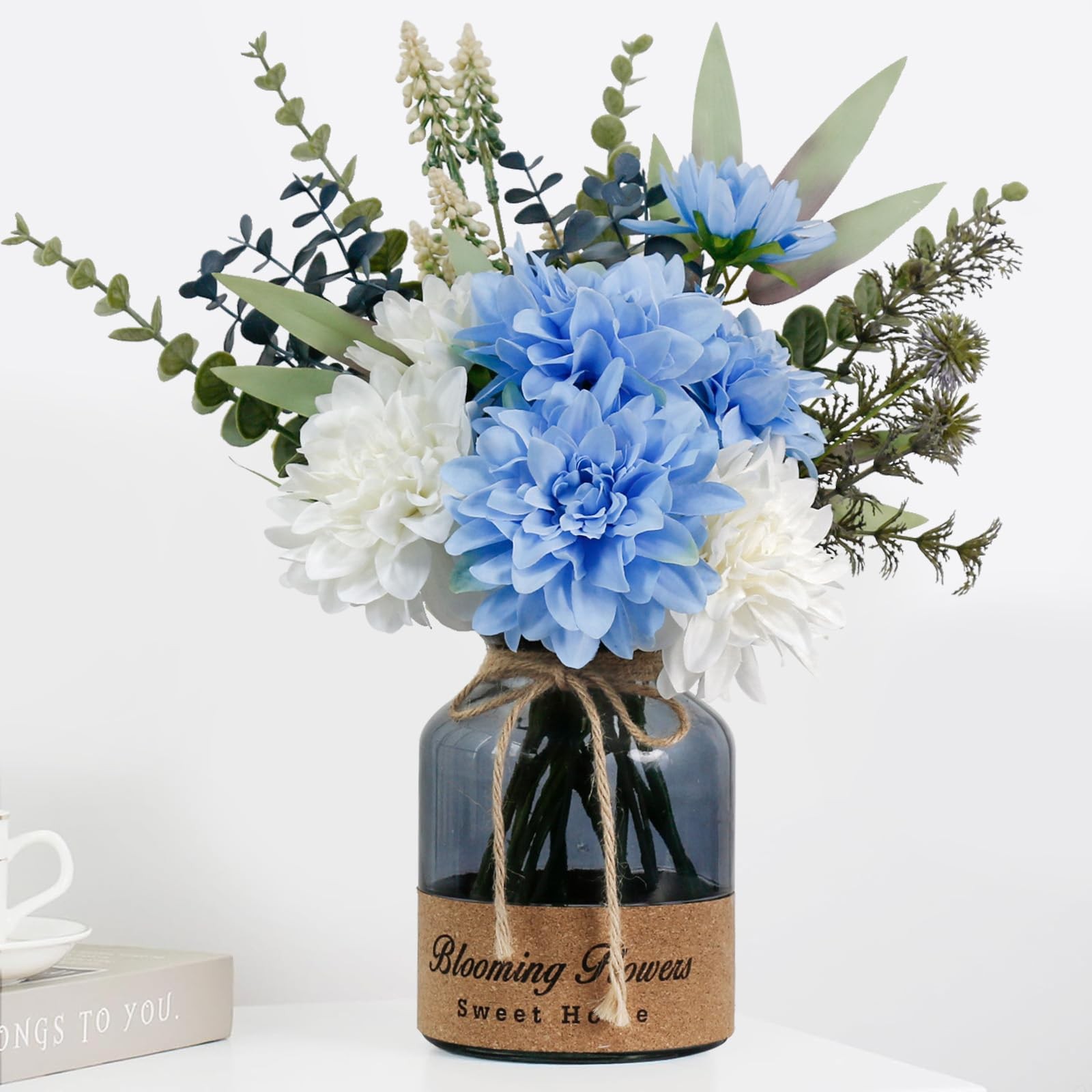 Fake Flowers Vase Artificial Table Centerpieces Dining Room Kitchen Decor